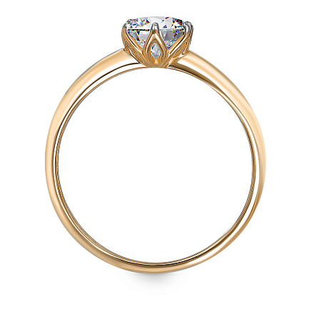 Кольцо из красного золота с фианитом