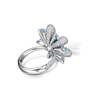 Кольцо из белого золота с бриллиантами, аквамарином