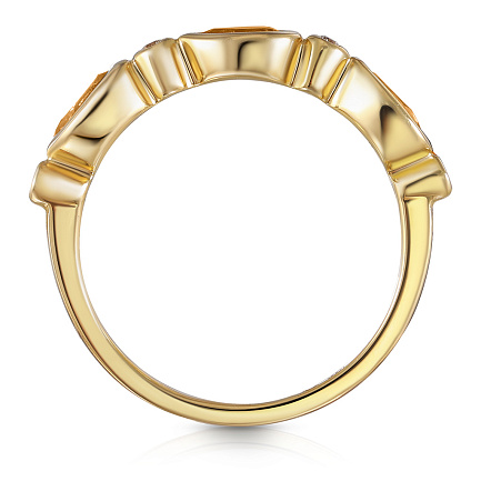 Кольцо из желтого золота с бриллиантами, цитрином