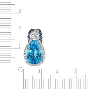 Подвеска из белого золота с бриллиантами, сапфирами, топазом