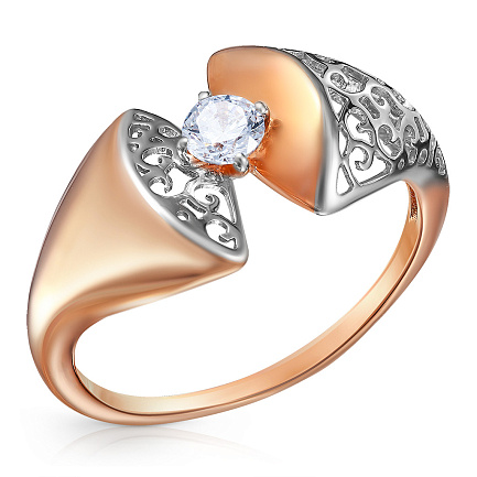 Кольцо из красного золота с фианитом