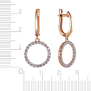 Серьги с английским замком из красного золота с фианитом