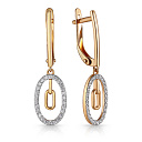 Серьги с английским замком из красного золота с фианитом