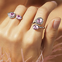 Кольцо из белого золота с бриллиантами, морганитами