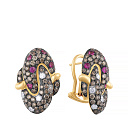 Серьги из желтого золота с бриллиантами, сапфирами