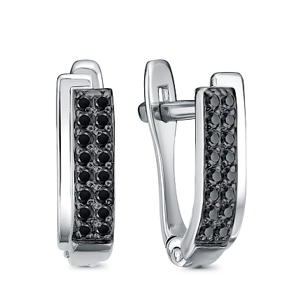 Серьги с английским замком из серебра с фианитами