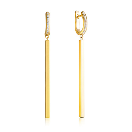 Серьги с английским замком из желтого золота с бриллиантами