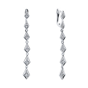 Серьги с английским замком из белого золота с бриллиантами