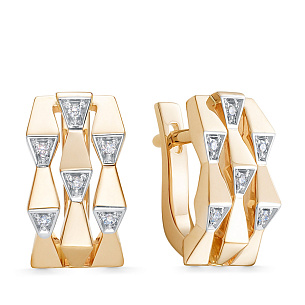 Серьги из красного золота с бриллиантом