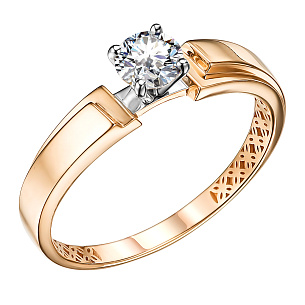 Кольцо из красного золота с бриллиантом