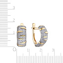 Серьги с английским замком из желтого золота с фианитом