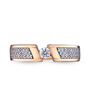 Кольцо из красного золота с фианитом