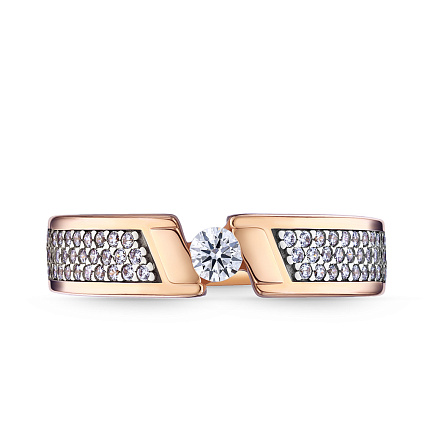 Кольцо из красного золота с фианитом