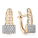 Серьги с английским замком из красного золота с фианитом