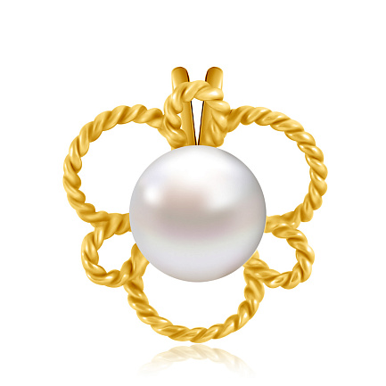 Подвеска из серебра с жемчугом, позолотой