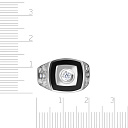 Печатка из белого золота с ониксом, фианитом