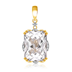 Подвеска из желтого золота с бриллиантами, топазом