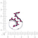 Кольцо из белого золота с бриллиантами, рубинами