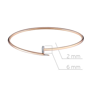 Браслет жесткий из красного золота с бриллиантами