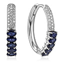 Серьги из белого золота с бриллиантами, сапфиром