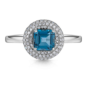 Кольцо из белого золота с бриллиантами и топазом