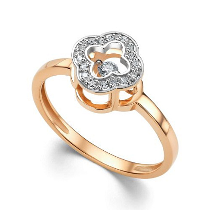 Кольцо из красного золота с бриллиантами