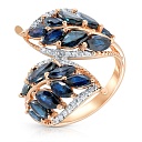 Кольцо из красного золота с бриллиантами, сапфирами