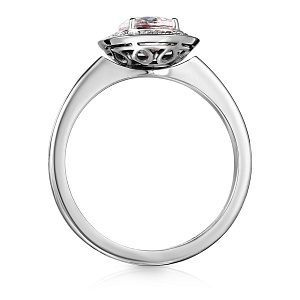 Кольцо из белого золота с бриллиантами, морганитом