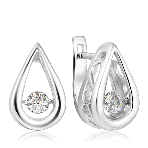 Серьги с английским замком из белого золота с бриллиантами