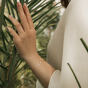 Браслет декоративный из красного золота с бриллиантами, плетение якорное