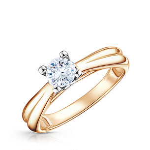 Кольцо из красного золота с фианитом