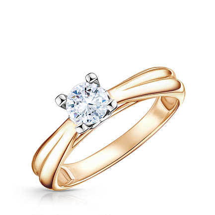 Кольцо из красного золота с фианитом