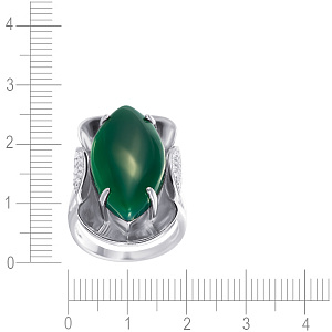 Кольцо из серебра с агатом, фианитом