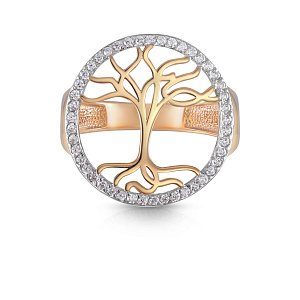 Кольцо из красного золота с фианитом