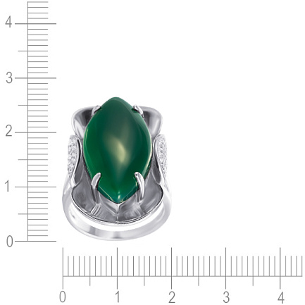 Кольцо из серебра с агатом, фианитом