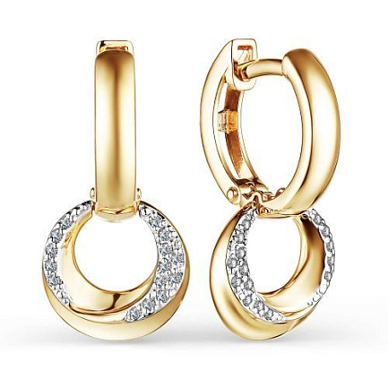 Серьги из желтого золота с бриллиантами