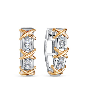 Серьги из белого золота с бриллиантом