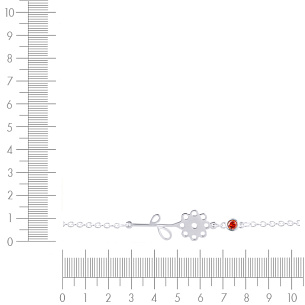 браслет на ногу декоративный из серебра с фианитом