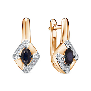 Серьги из красного золота с бриллиантами и сапфирами