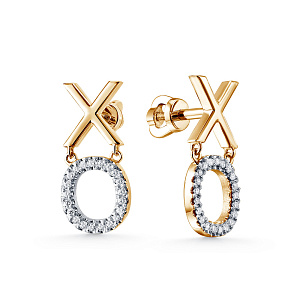 Серьги из красного золота с бриллиантами