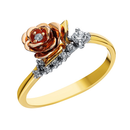 Кольцо из желтого золота с фианитом