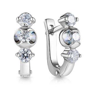 Серьги с английским замком из белого золота с бриллиантами