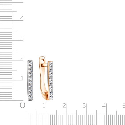 Серьги с английским замком из красного золота с фианитом