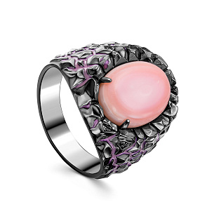 Кольцо из серебра с фианитами и перламутром