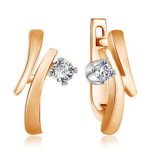 Серьги с английским замком из комбинированного золота