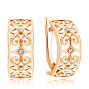 Серьги с английским замком из красного золота с фианитом