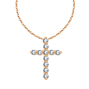 Колье из красного золота с бриллиантами, плетение якорное