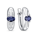 Серьги с английским замком из серебра с сапфирами