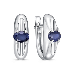 Серьги с английским замком из серебра с сапфирами