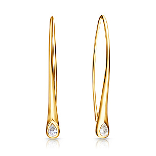 Серьги из желтого золота с бриллиантом